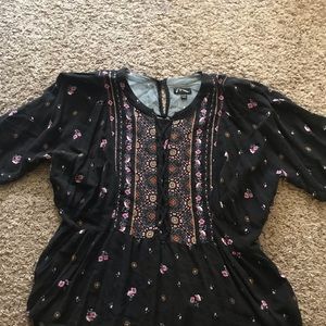 Art class floral-black dress shirt